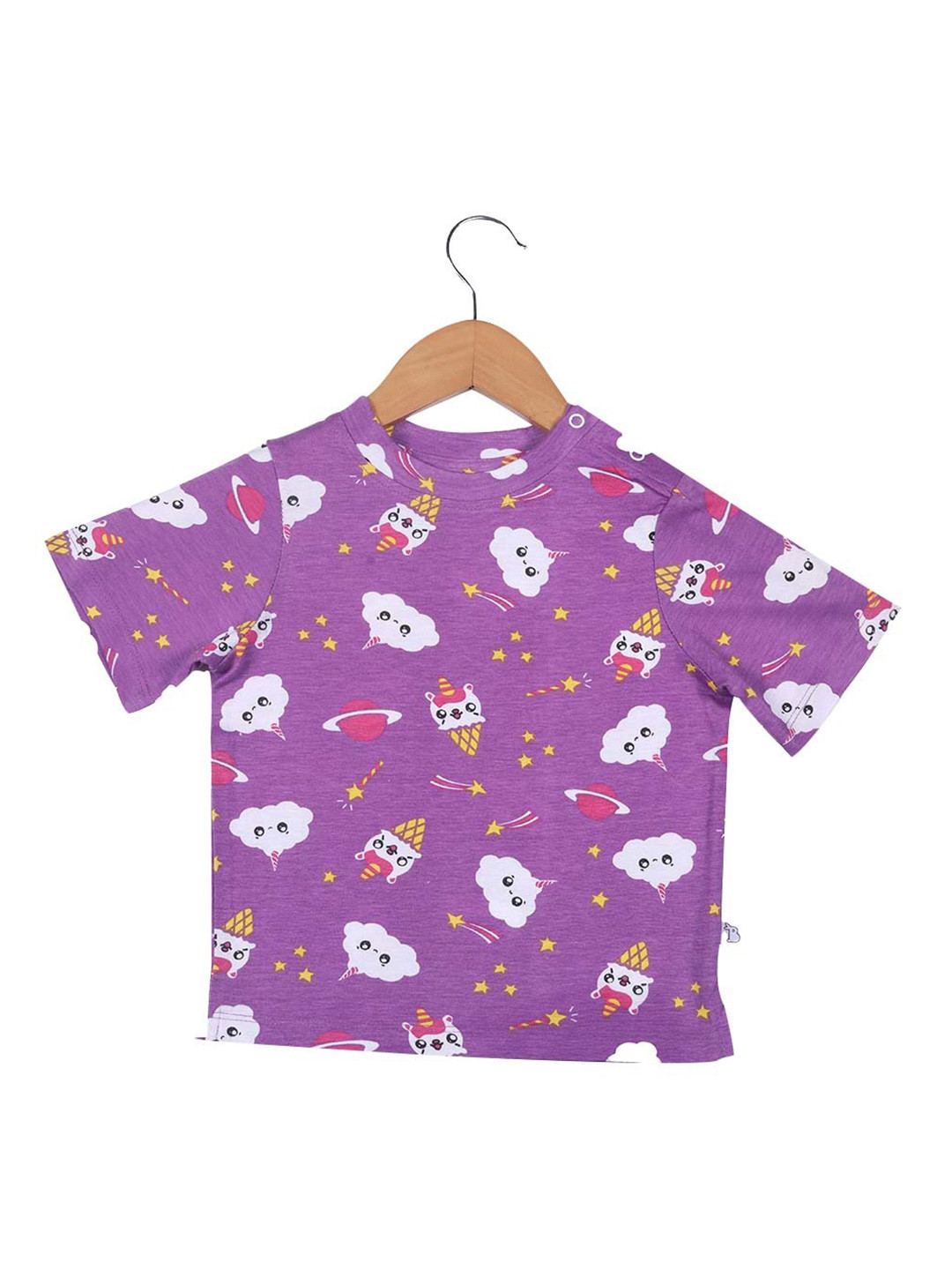 

SuperBottoms Kids Purple Printed Polo Collar Sustainable T-shirt