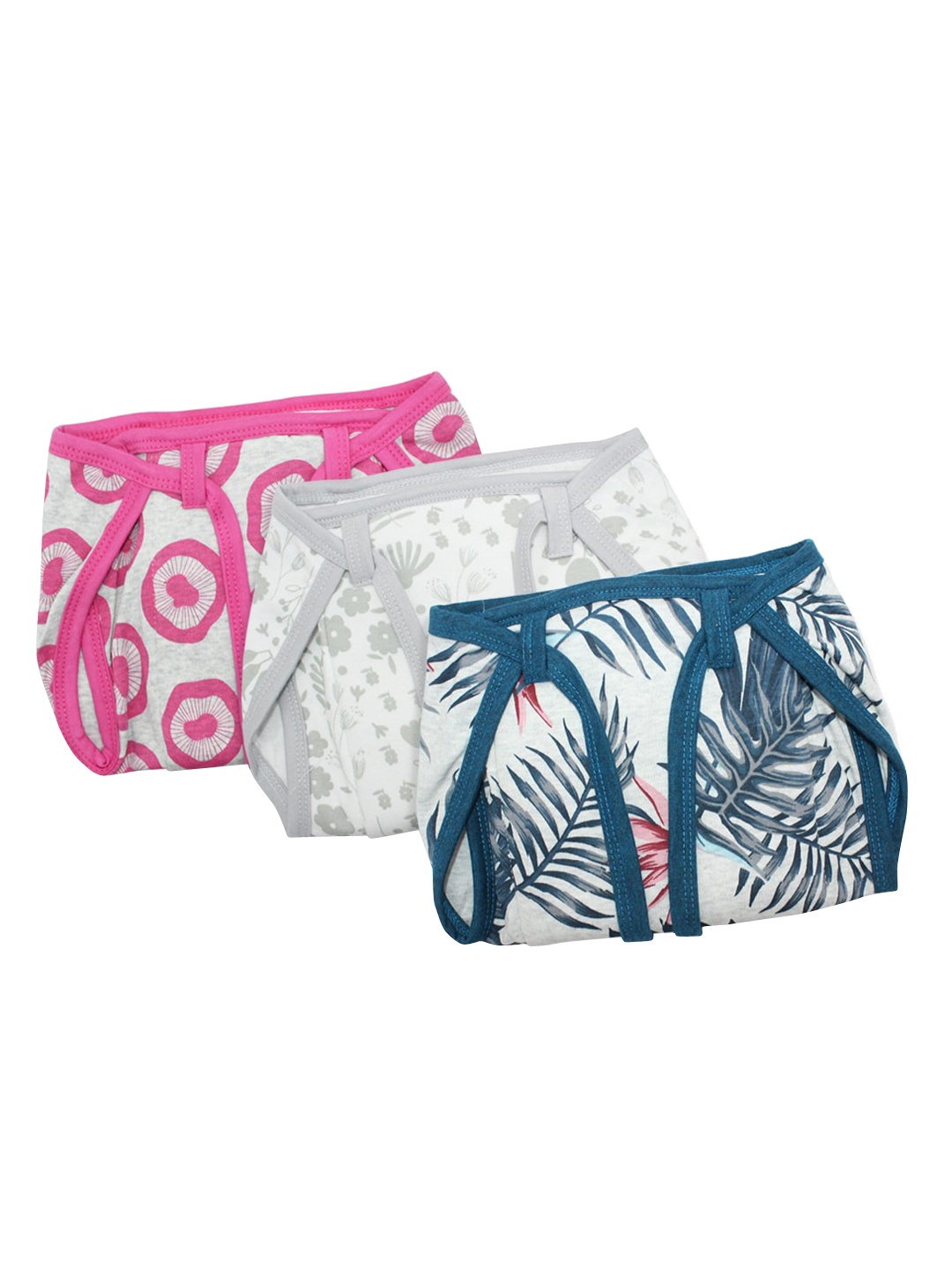 

Born Babies Kids Set Of 3 Cotton Hosiery Cloth Reusable Wide Padded Baby Nappy, Pink
