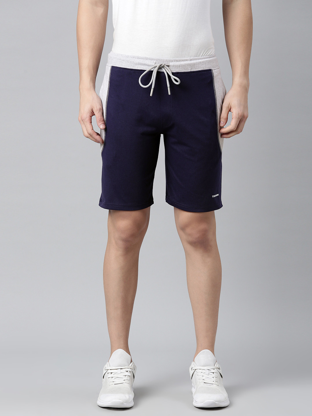 

TOM BURG Men Navy Blue Solid Premium Cotton Slim Fit Sports Shorts