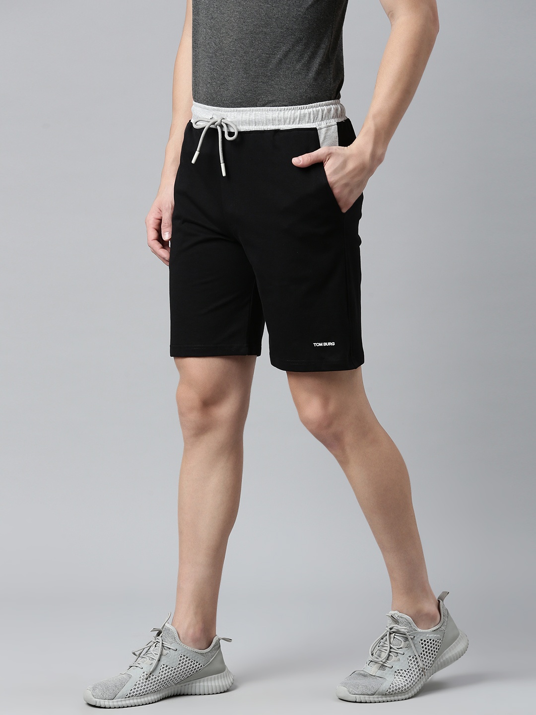 

TOM BURG Men Black Solid Premium Cotton Slim Fit Sports Shorts