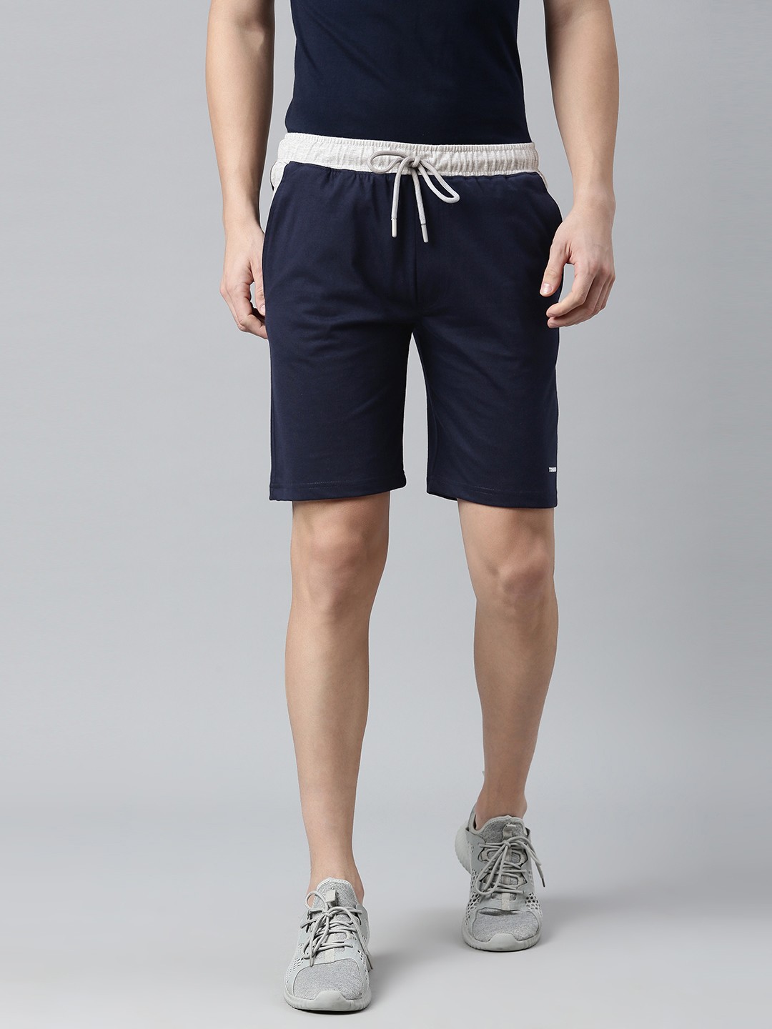 

TOM BURG Men Navy Blue Solid Premium Cotton Slim Fit Sports Shorts