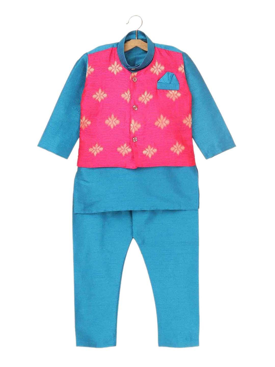 

Hopscotch Boys Blue Angrakha Kurti with Pyjamas & With Dupatta