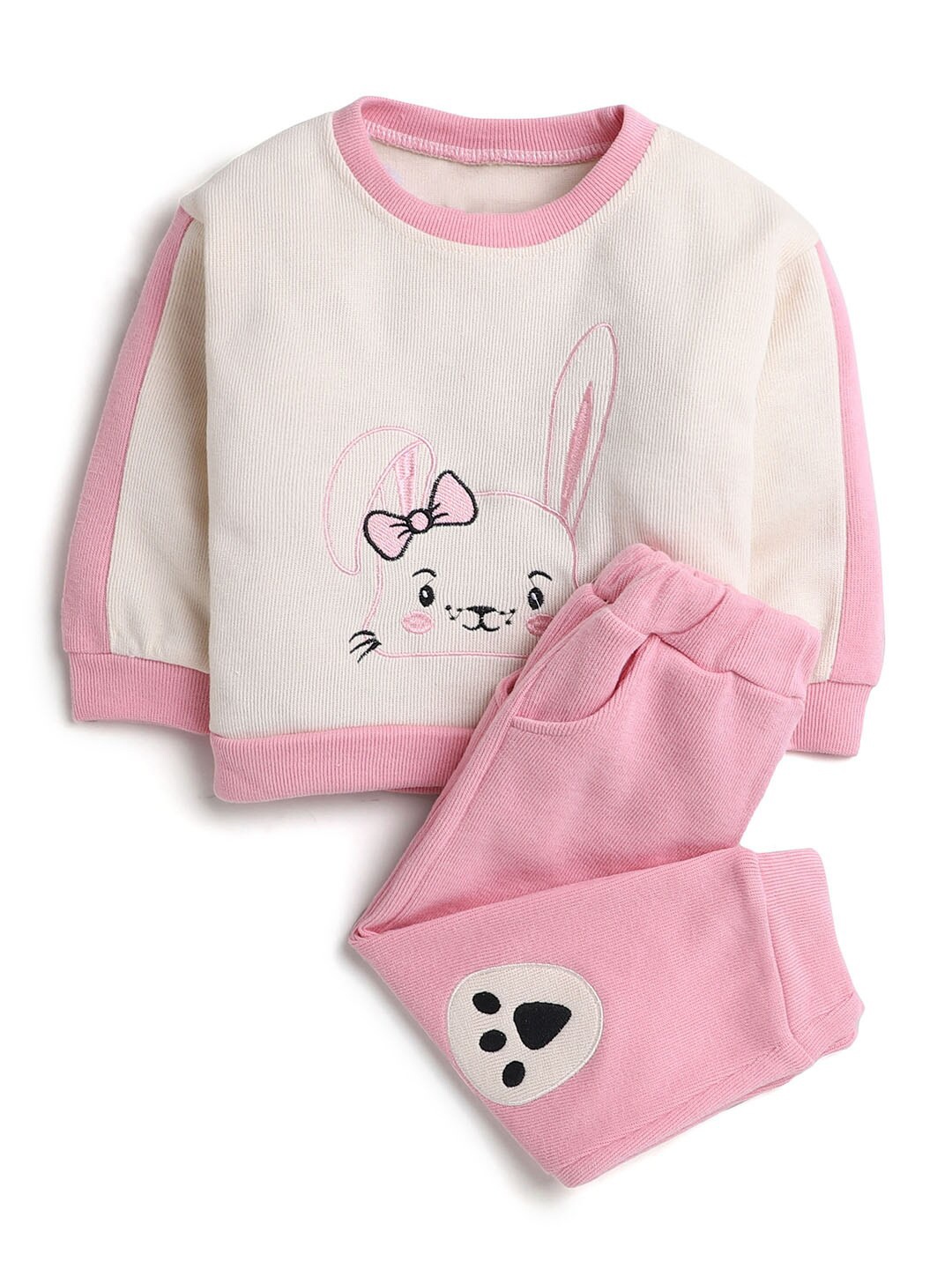 

Hopscotch Girls Pink & White Printed T-shirt with Trousers