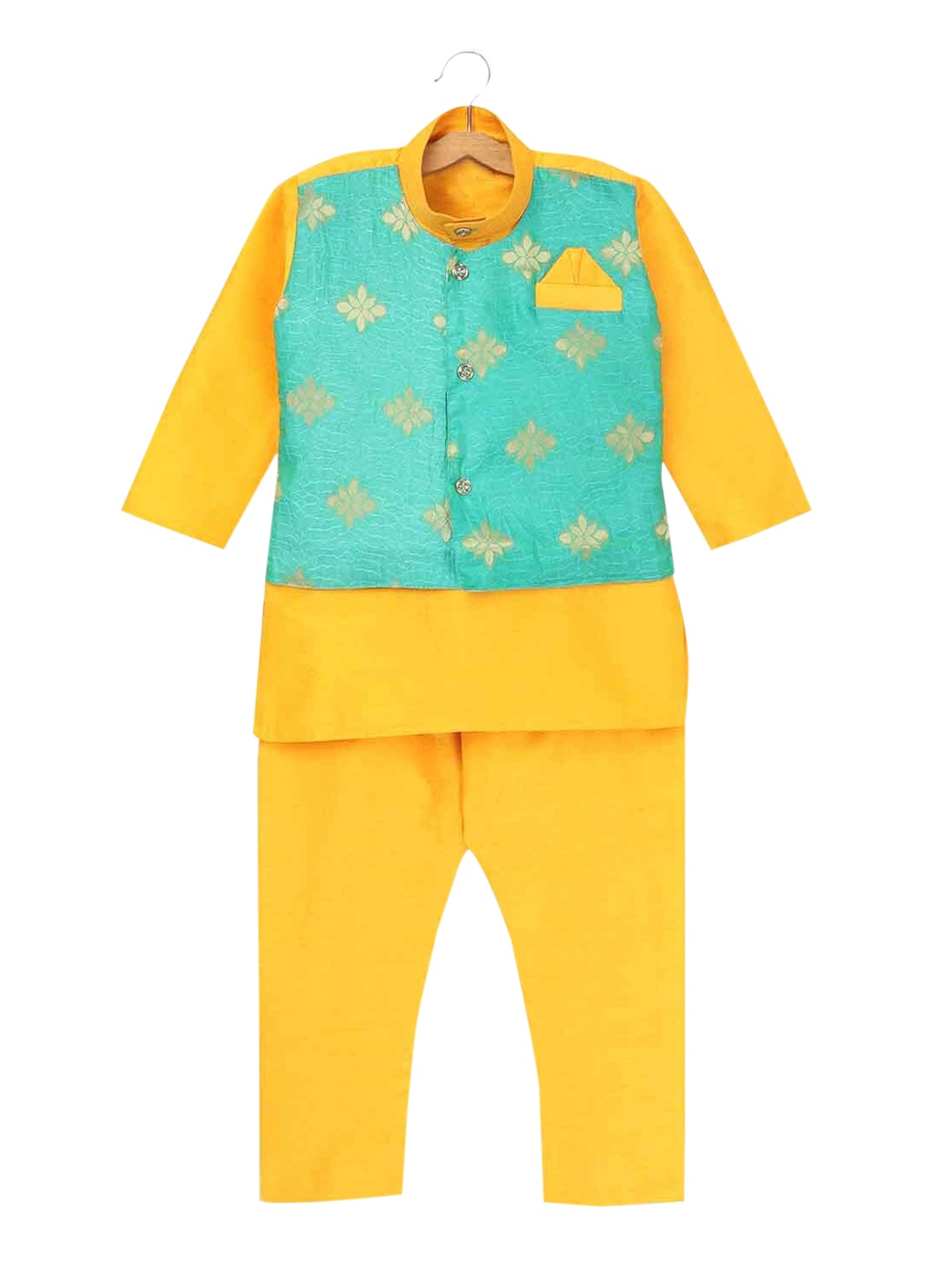 

Hopscotch Boys Orange Angrakha Top with Pyjamas