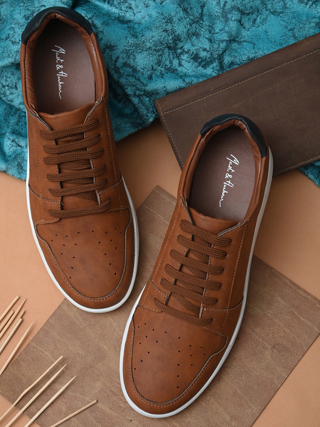 

Mast & Harbour Men Tan Perforations PU Sneakers