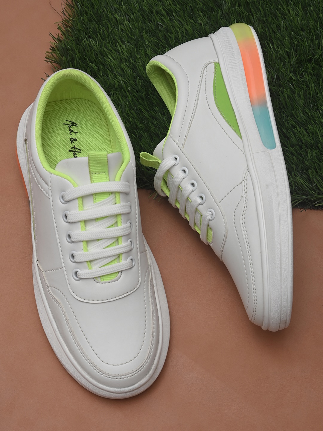 

Mast & Harbour Men White Colourblocked PU Sneakers