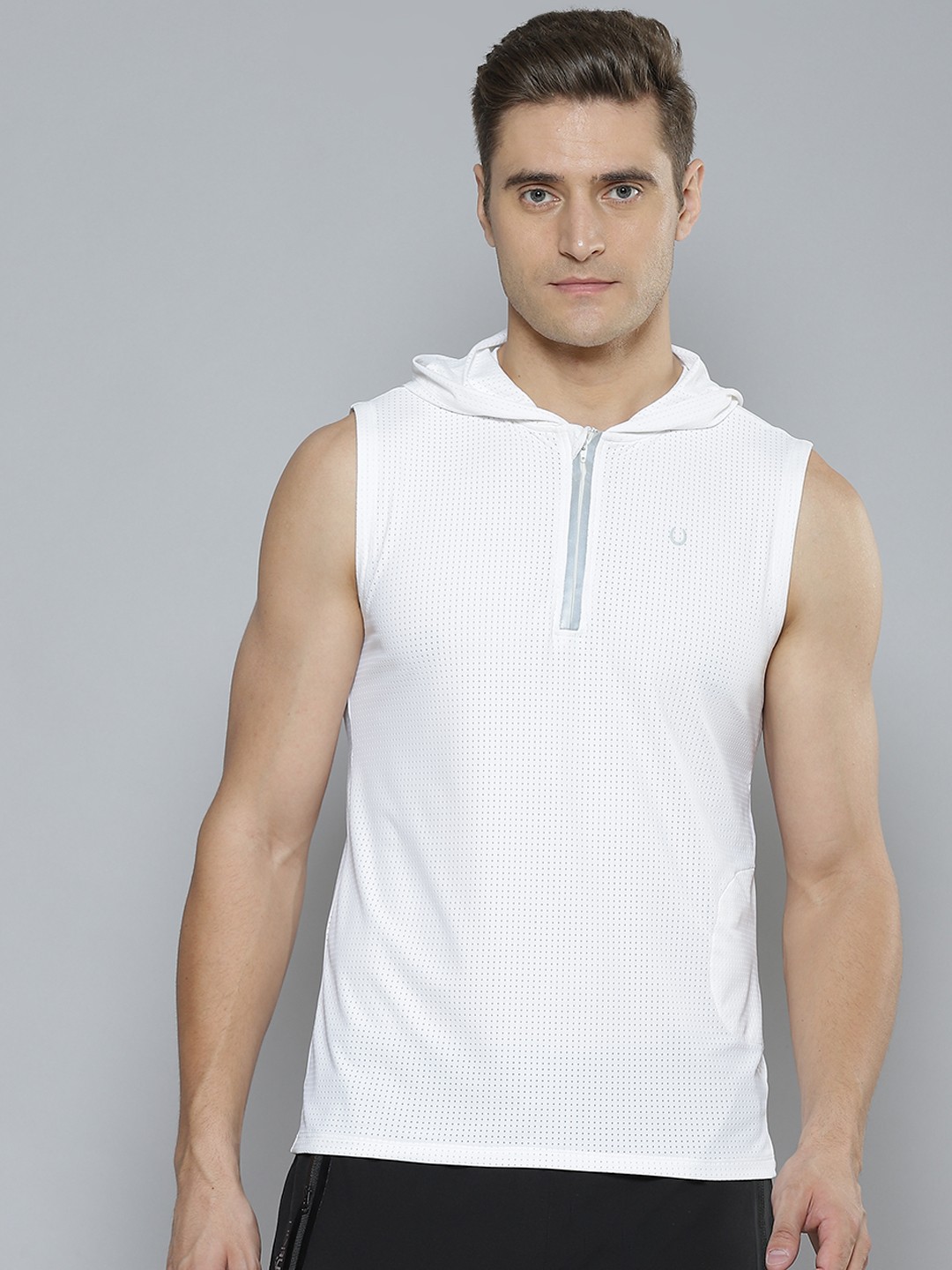 

Fitkin Men White Anti Odour Gym T-shirt