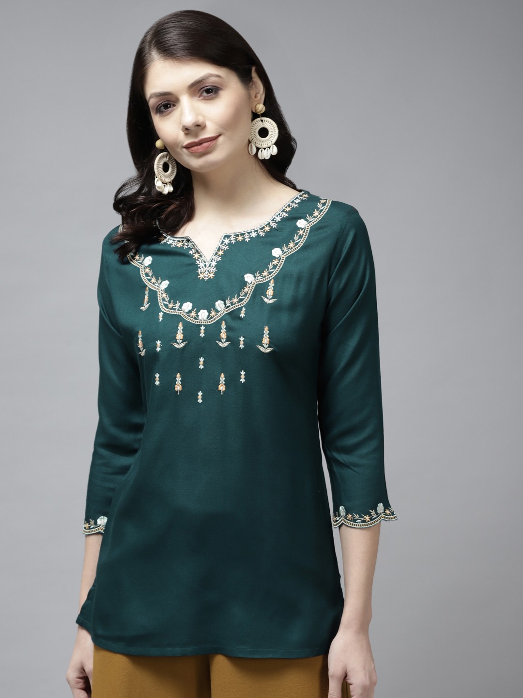 

Yufta Green Embroidered Top