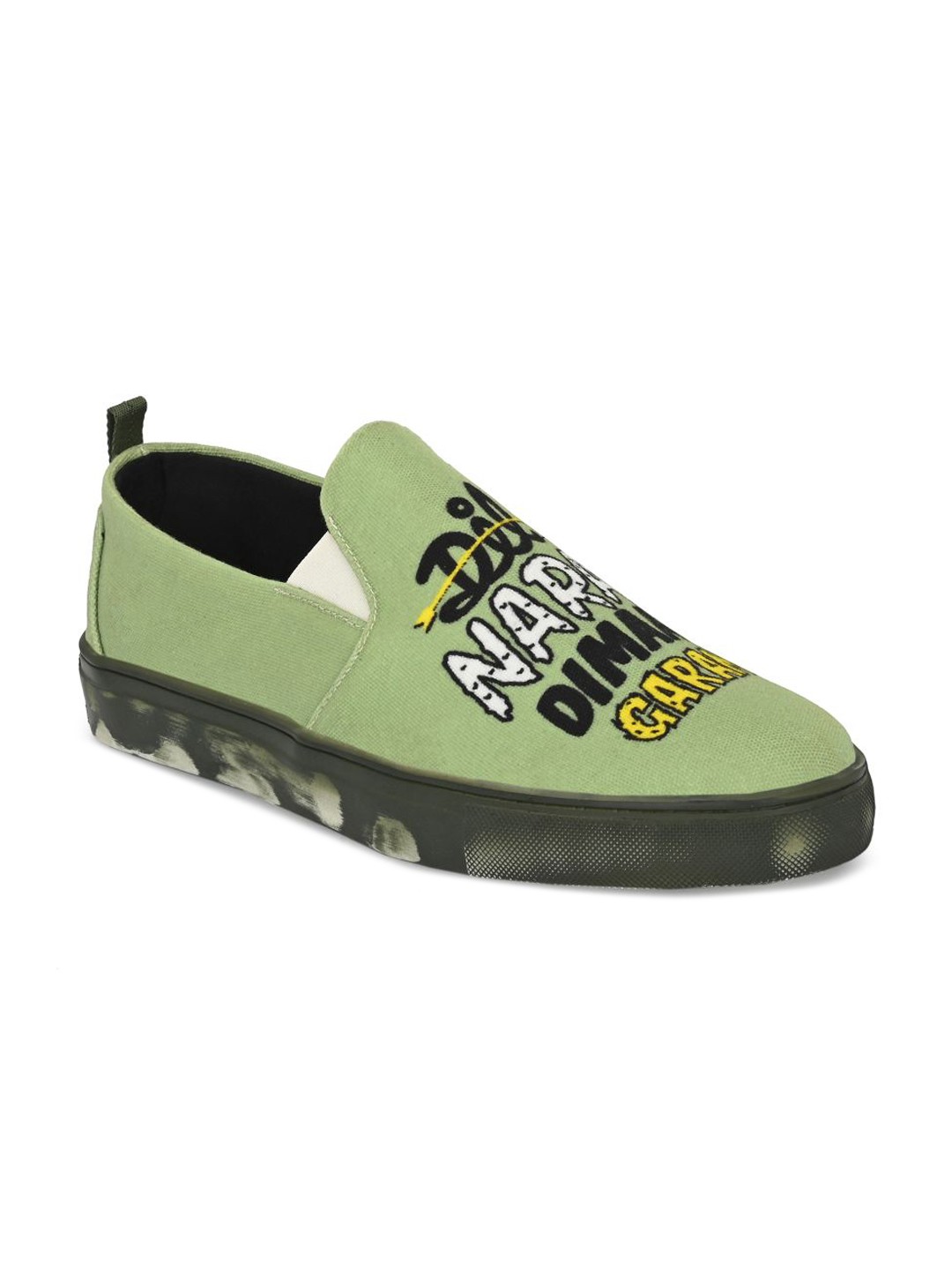 

EXTRIMOS Men Green Woven Design Slip-On Sneakers