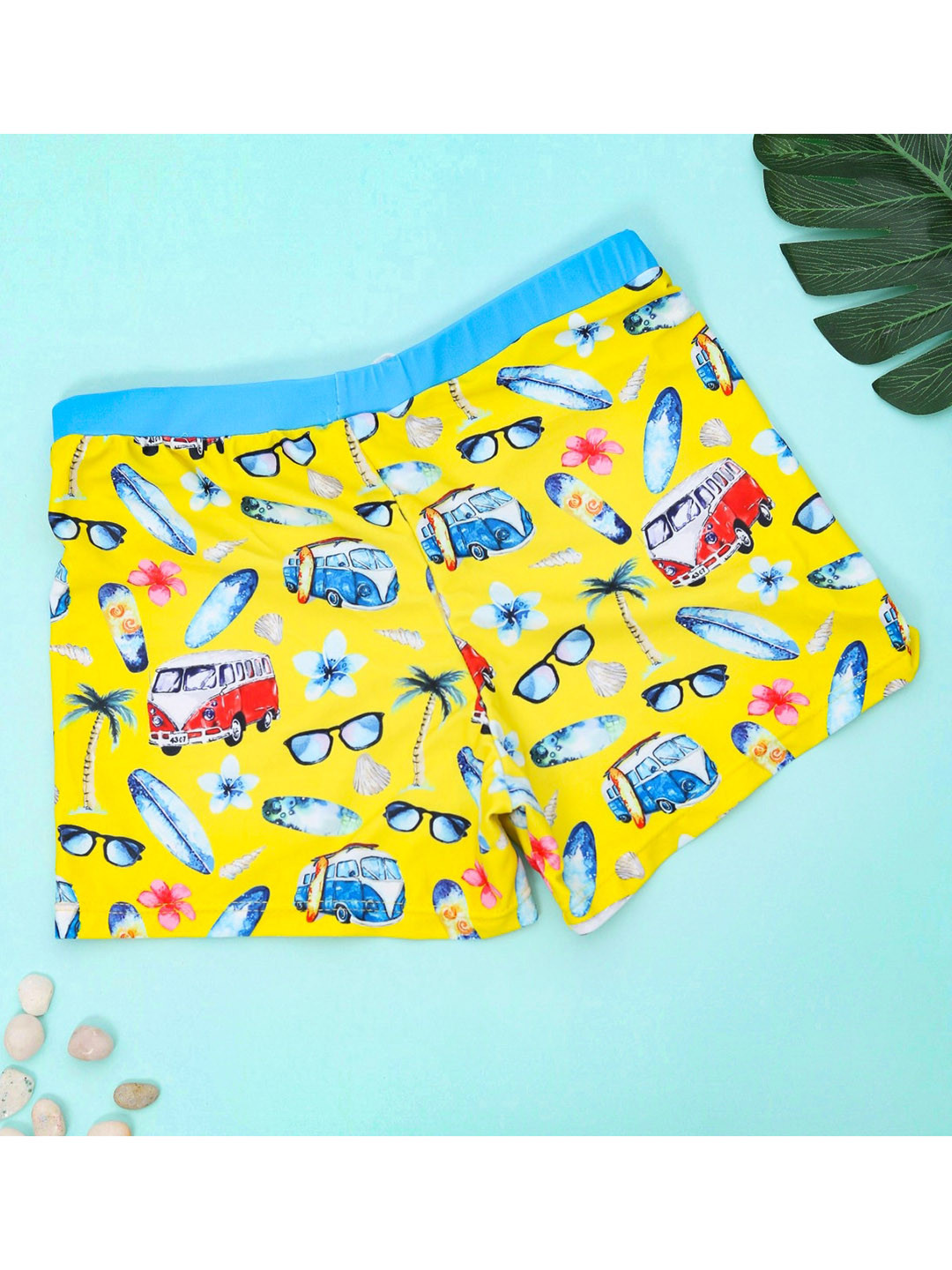 

Yellow Bee Boys Yellow & Blue Printed Swim Shorts WK4307.YELLOW.130