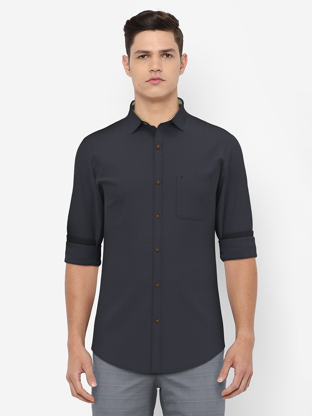 

Peter England Men Navy Blue Slim Fit Casual Shirt