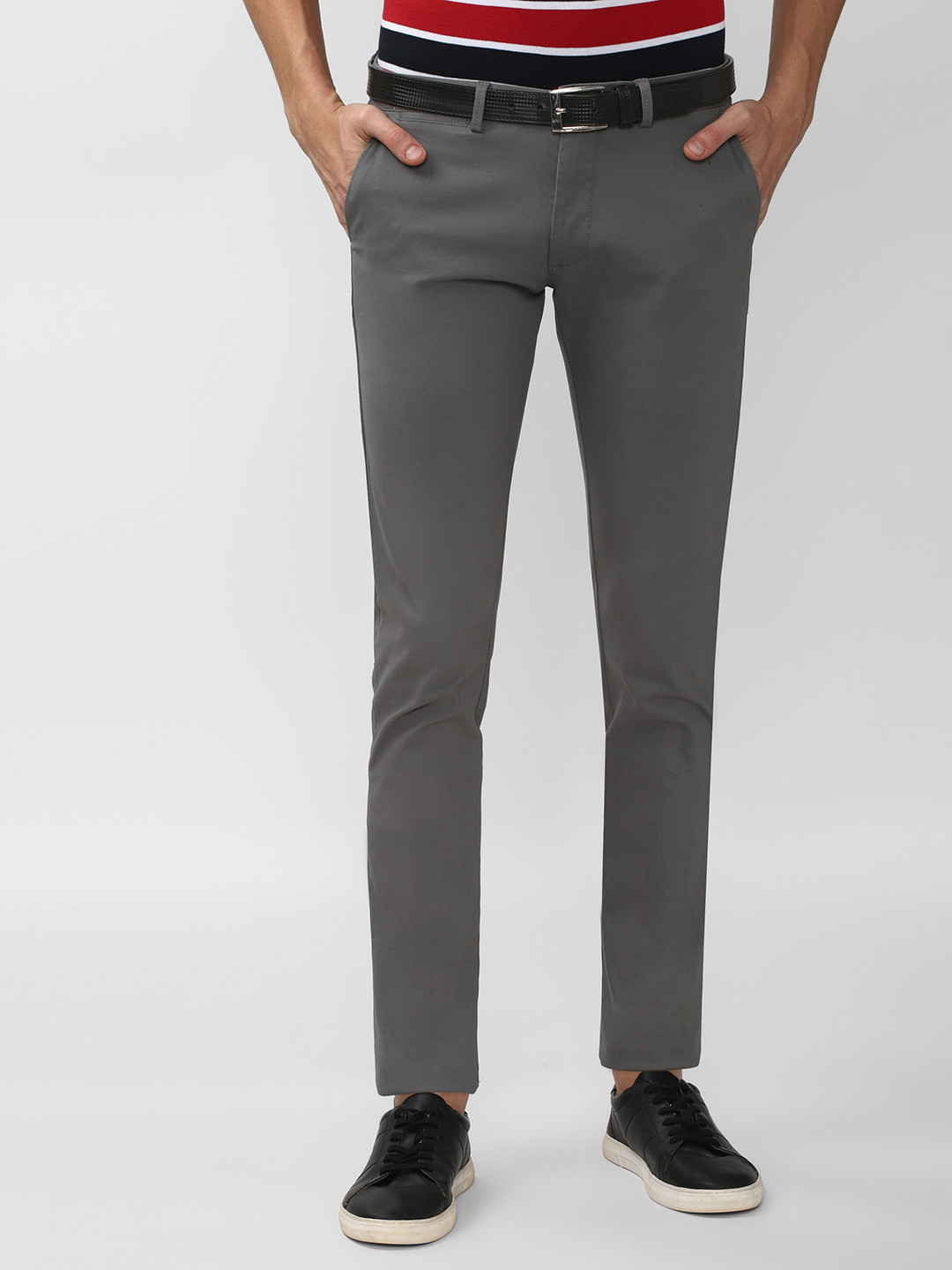 

Peter England Men Skinny Fit Regular Trousers, Grey