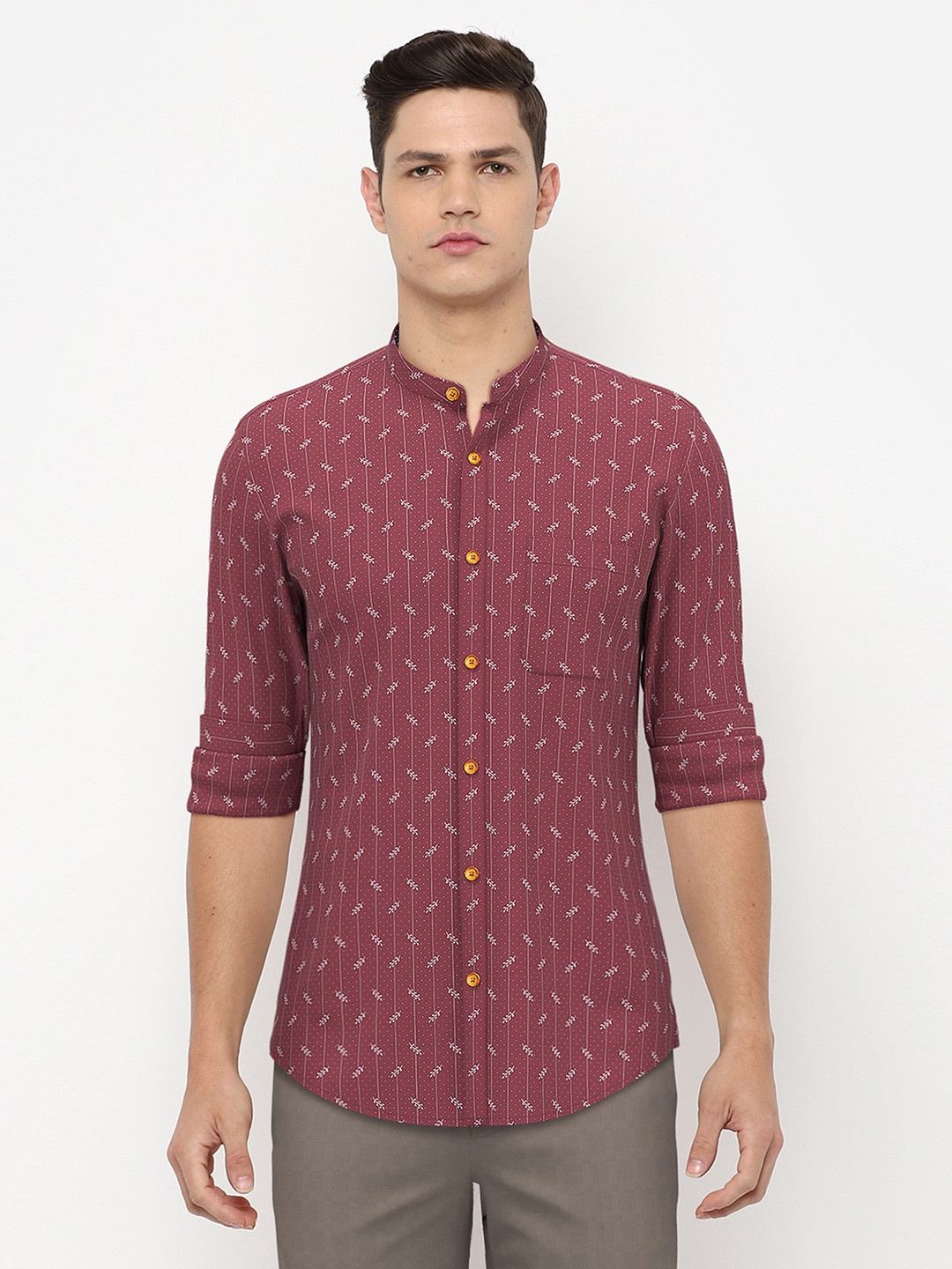 

Peter England Men Maroon Slim Fit Floral Printed Casual Shirt