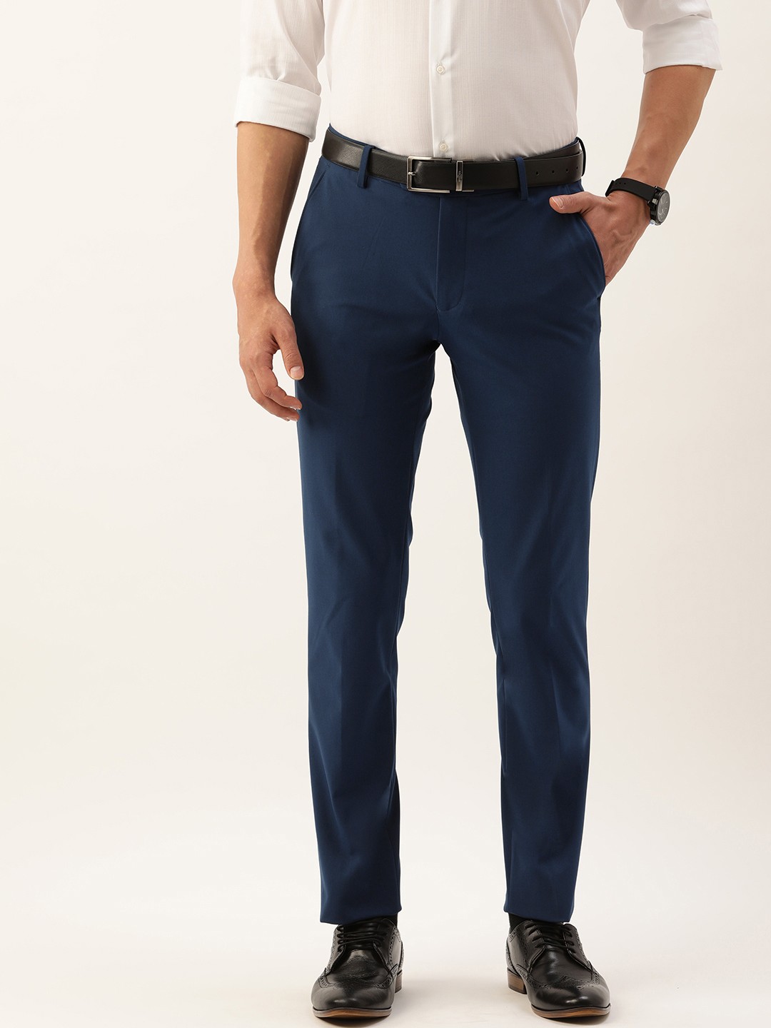 

Peter England Men Blue Slim Fit Trousers