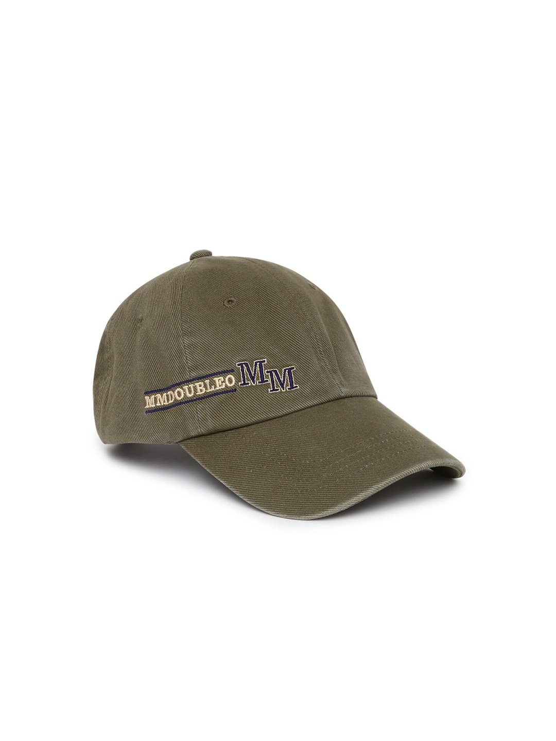 

MR BUTTON Unisex Olive Green & Black Embroidered Baseball Cap