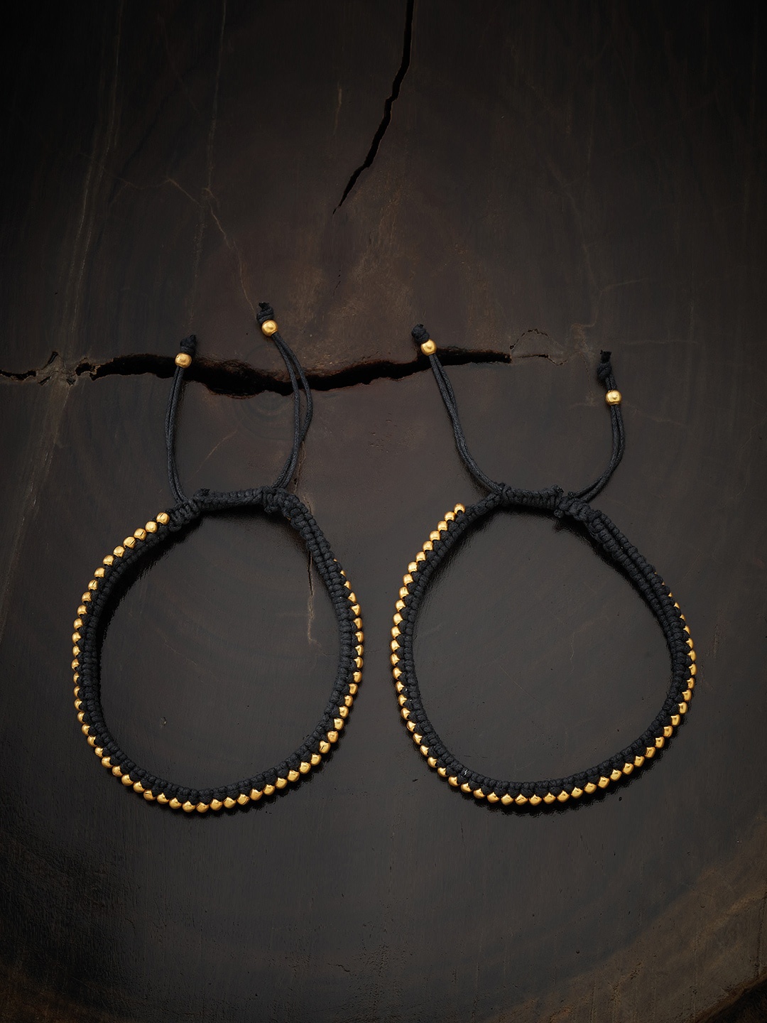 

Kushal's Fashion Jewellery Gold-Plated Beaded Pair Of Anklet