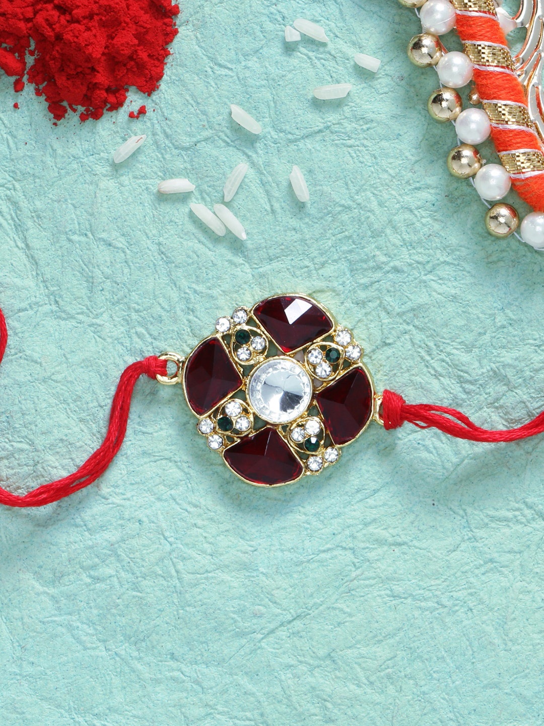 

LIVE EVIL Multicoloured Stone Work Rakhi, Multi