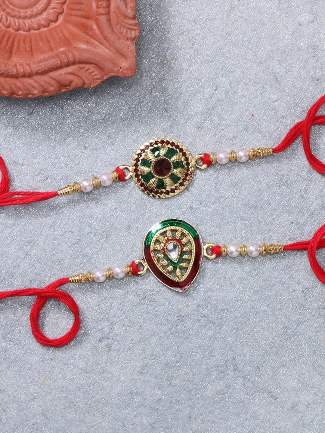 

LIVE EVIL Men Set of 2 Multicolored Gold Plated Thread Rakhi, Multi