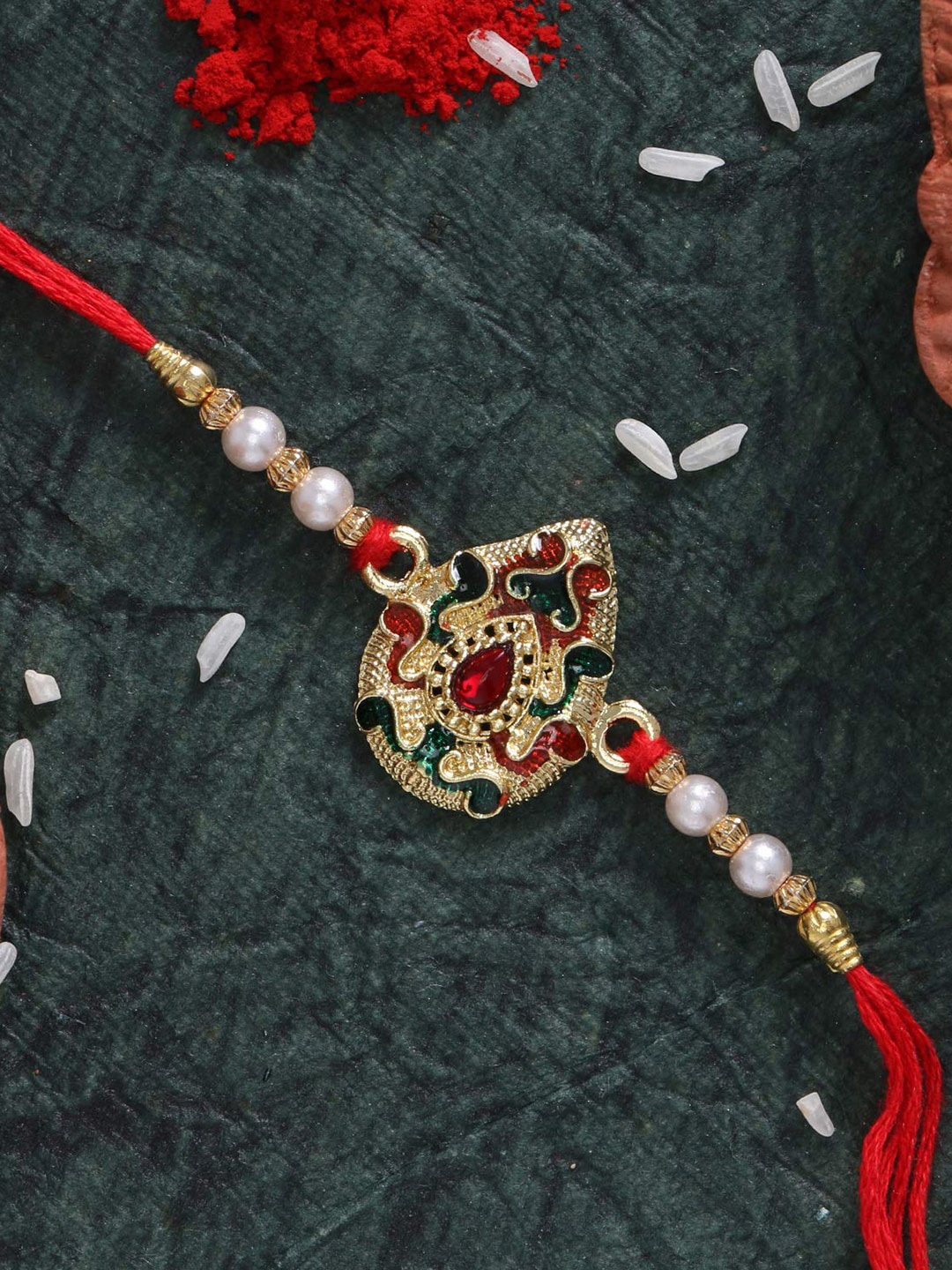 

LIVE EVIL Multicoloured Stone Work Rakhi, Multi