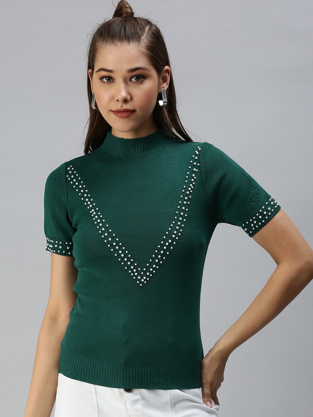 

SHOWOFF Green Studded Top