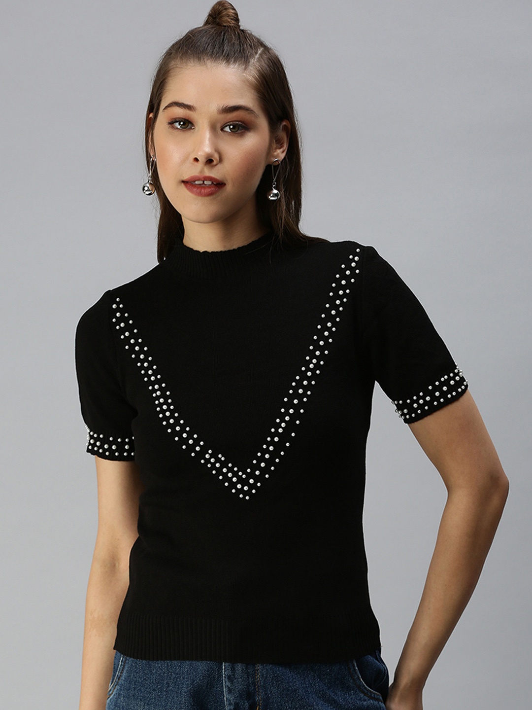 

SHOWOFF Black Studded Top