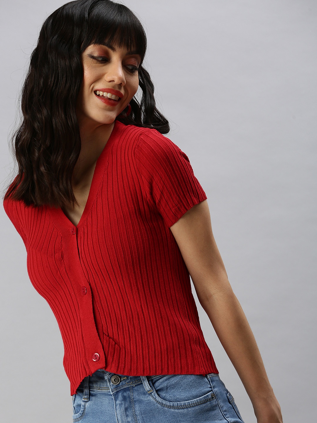 

SHOWOFF Red Solid Crop Top