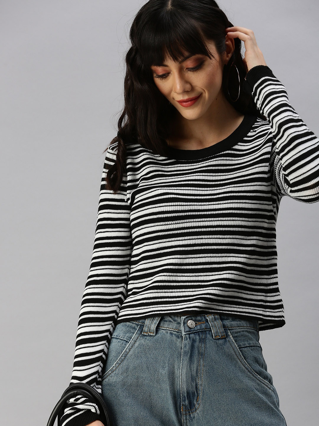 

SHOWOFF Black Striped Monochrome Top