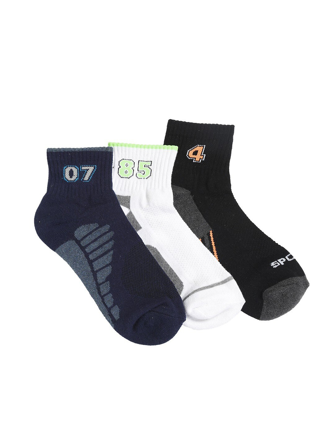 

VIMAL JONNEY Pack Of 3 Patterned Above Ankle-Length Socks, Black