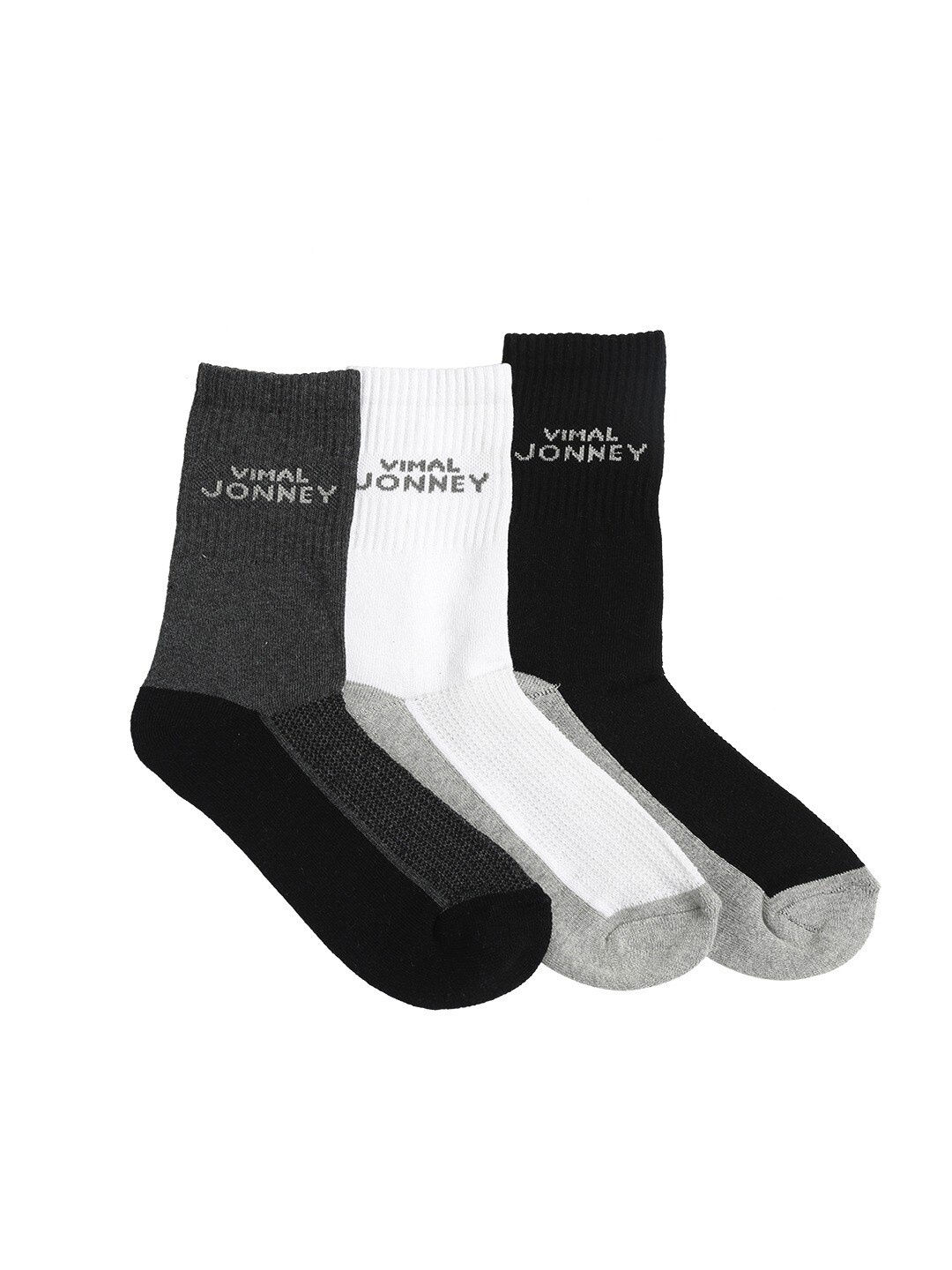 

VIMAL JONNEY Pack Of 3 Patterned Calf Length Socks, White