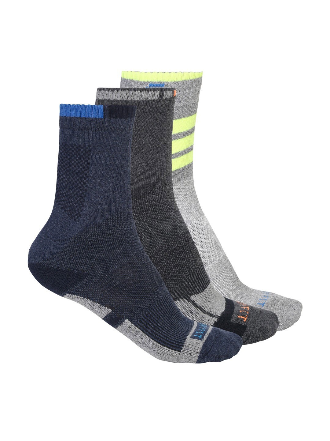 

VIMAL JONNEY Pack of 3 Patterned Calf-Length Socks, Multi