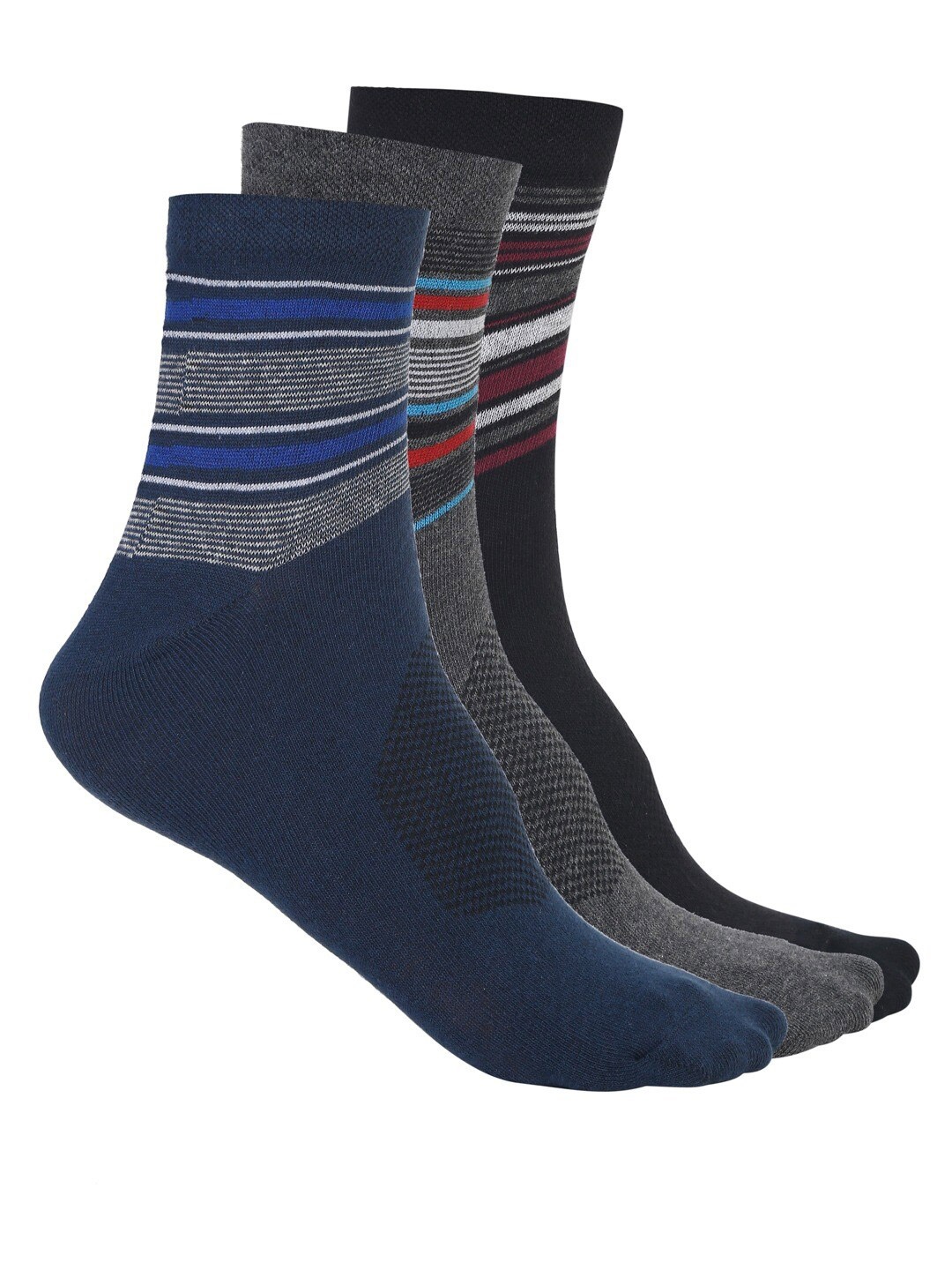 

VIMAL JONNEY Pack Of 3 Patterned Calf Length Socks, Multi