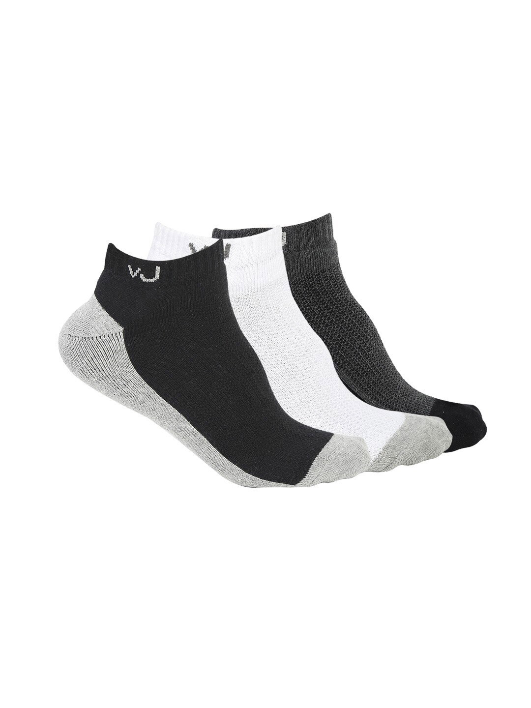 

VIMAL JONNEY Unisex Set of 3 Ankle Length Cotton Socks, Black