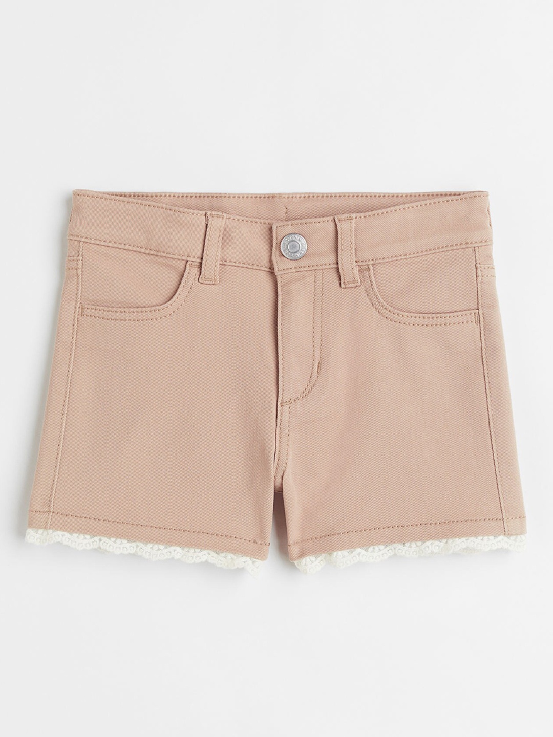 

H&M Girls Beige Solid Denim Cotton Twill Shorts
