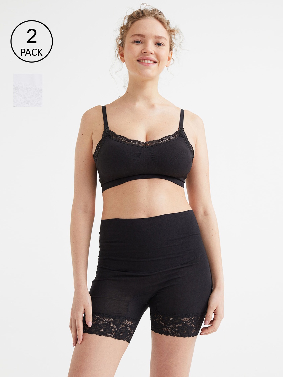 

H&M MAMA 2-Pack Biker Briefs, Black