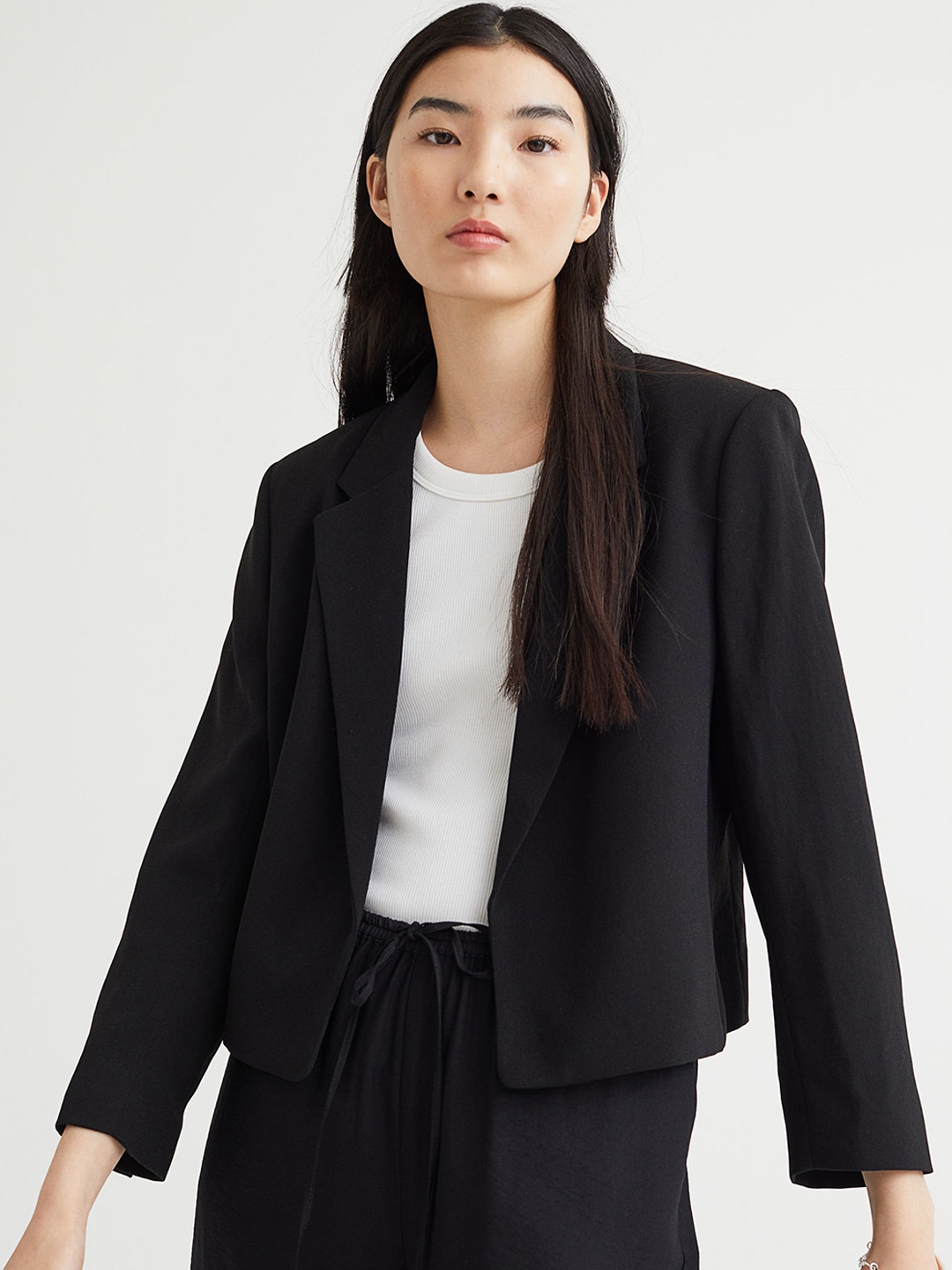 

H&M Women Black Short Jacket