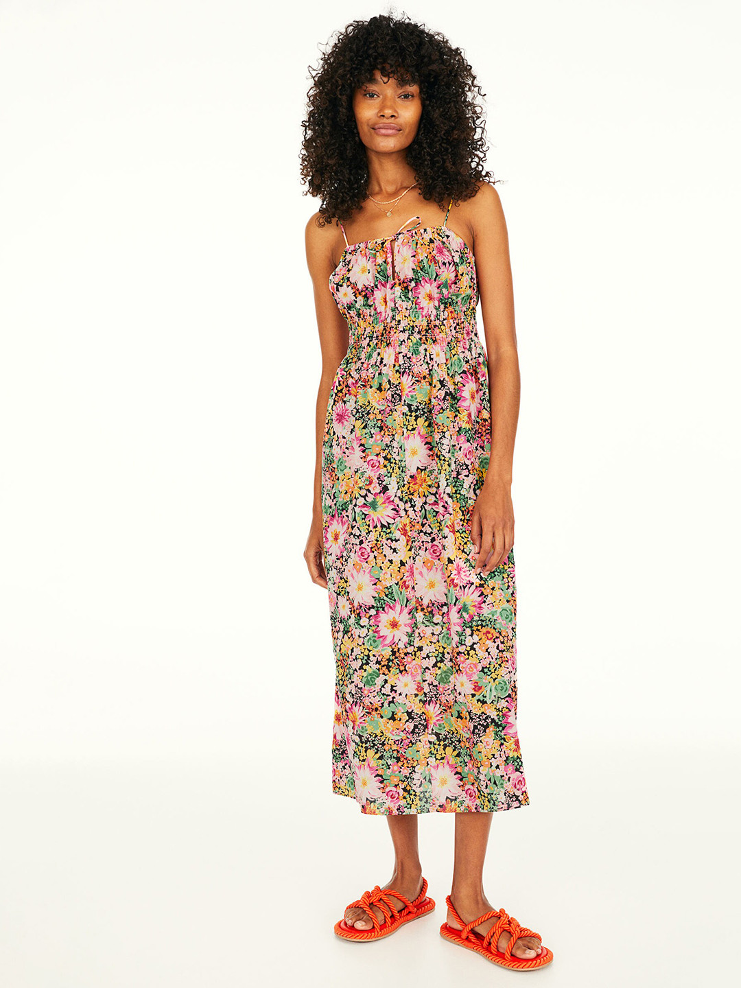 

H&M Women Multicolored Smocked Cotton Dress, Multi