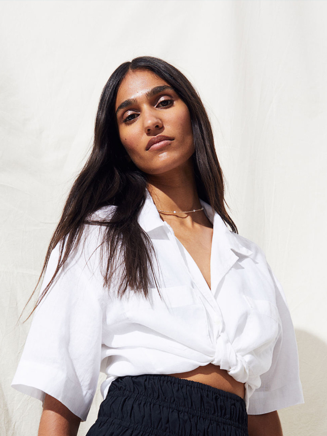 

H&M White Linen Resort Shirt