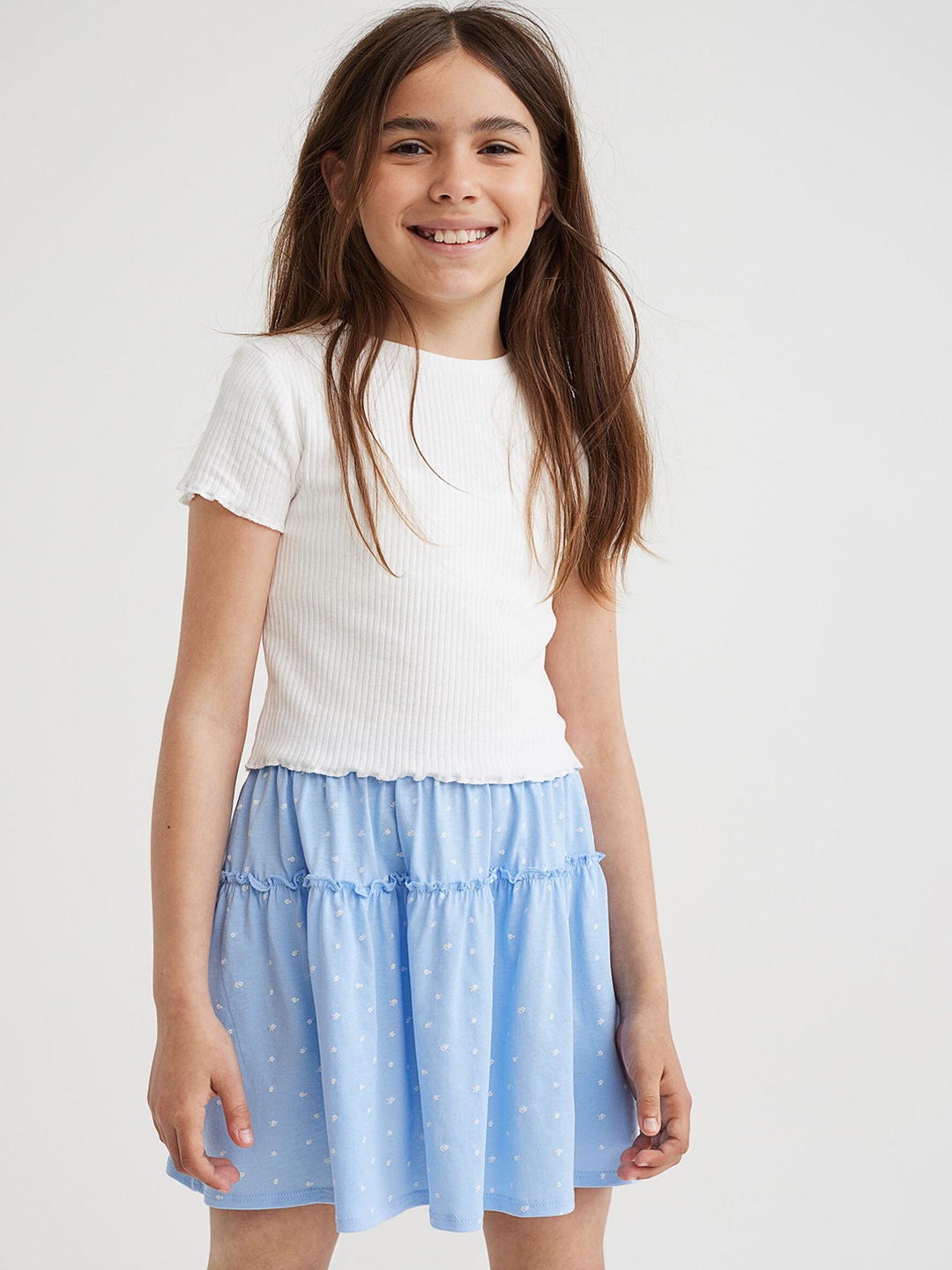 

H&M Girls 2 Piece Blue & White Cotton Set