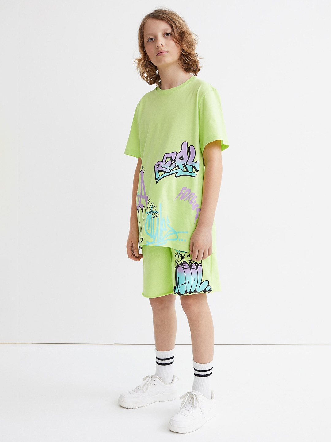 

H&M Boys Green Printed Cotton Jersey T-shirt