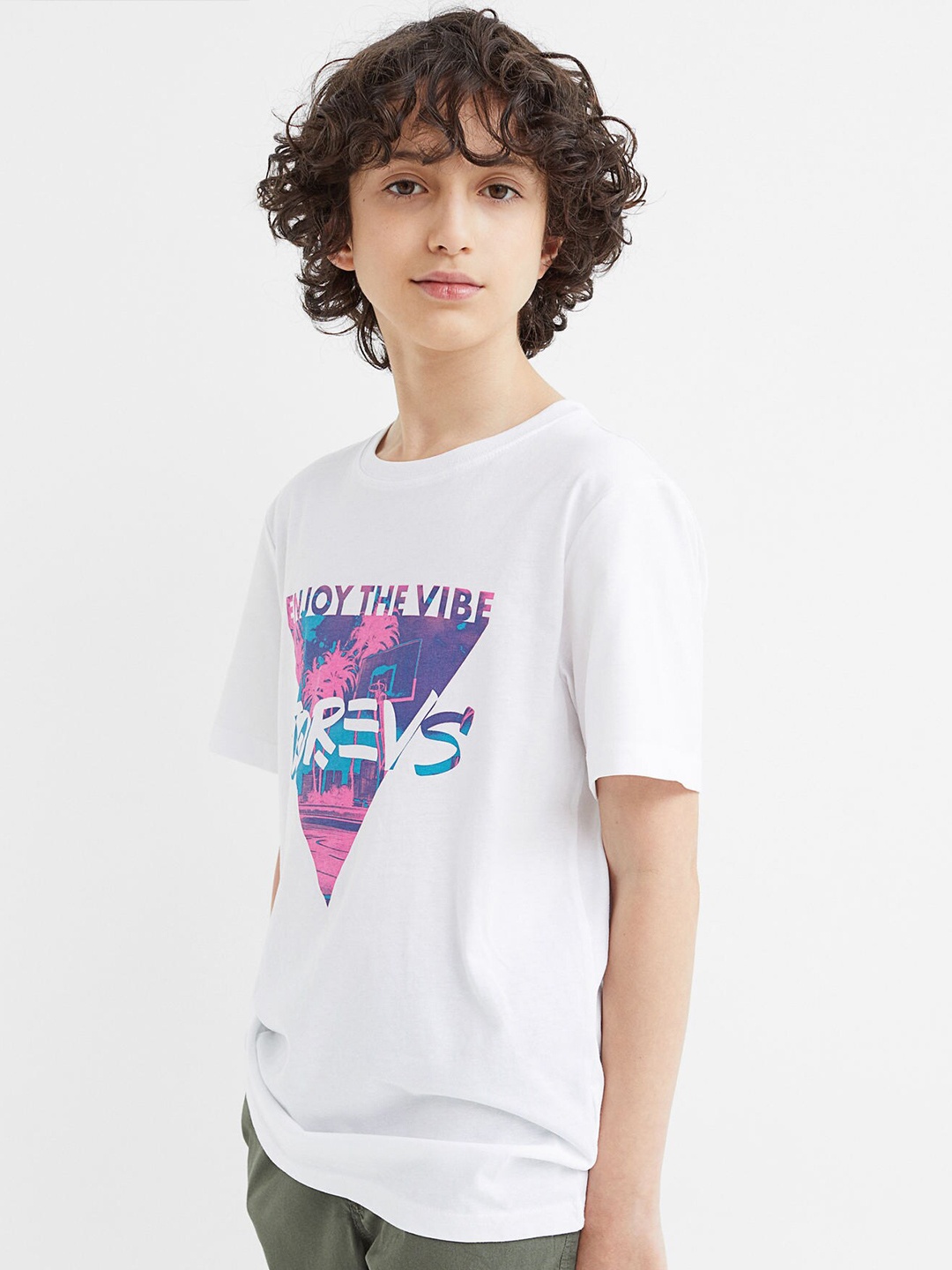 

H&M Boys White Cotton T-shirt