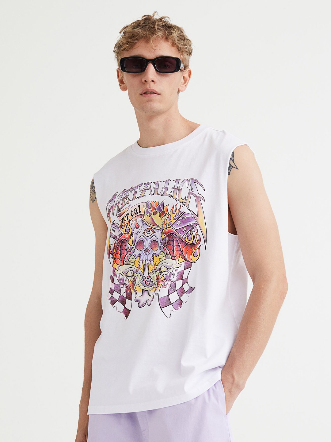 

H&M White Printed Vest Top