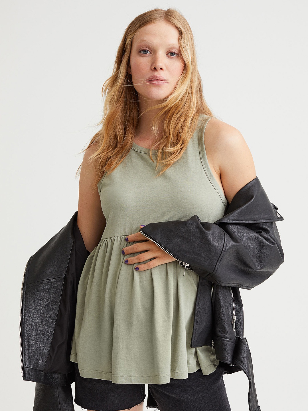 

H&M Women Green Mama Modal-blend Sleeveless Top