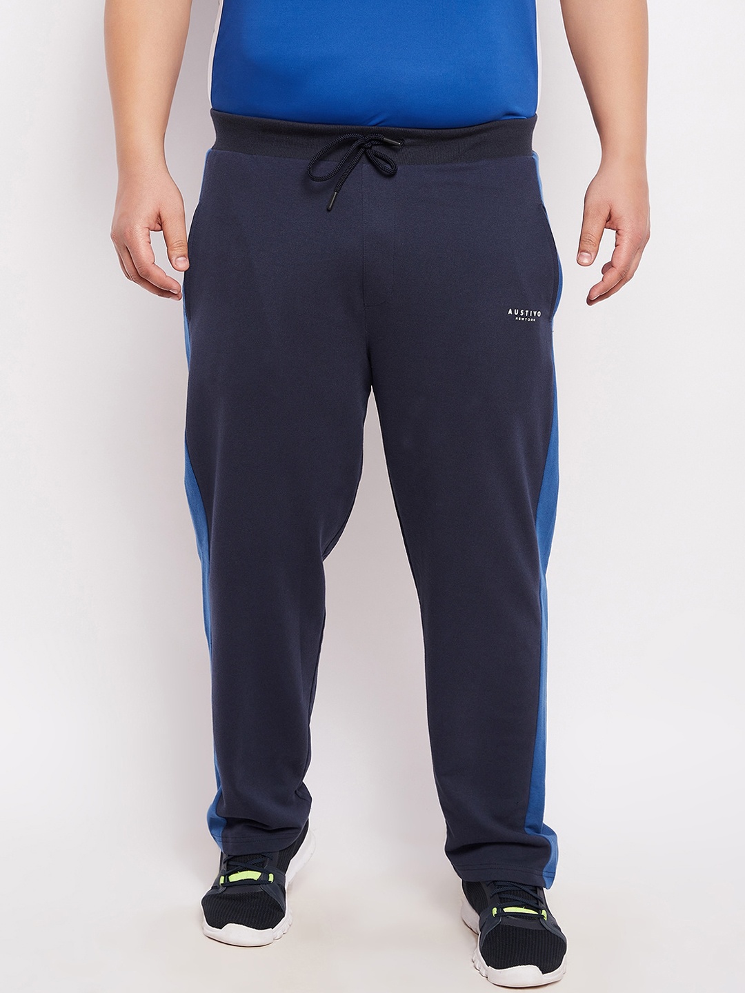 

AUSTIVO Men Plus Size Navy Blue Solid Track Pant