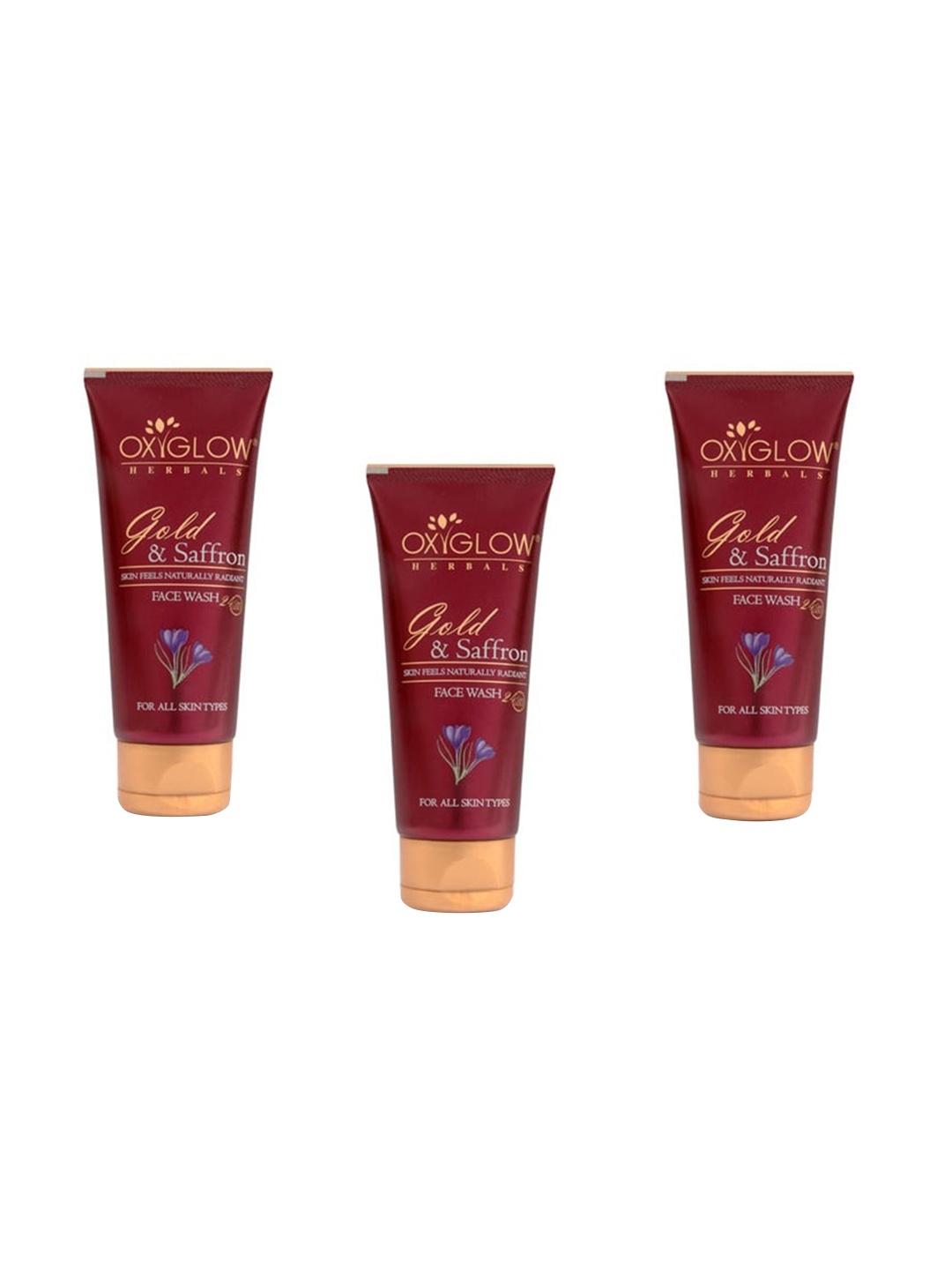 

Oxyglow Set of 3 Gold & Saffron Face Washes - 100ml each, Maroon