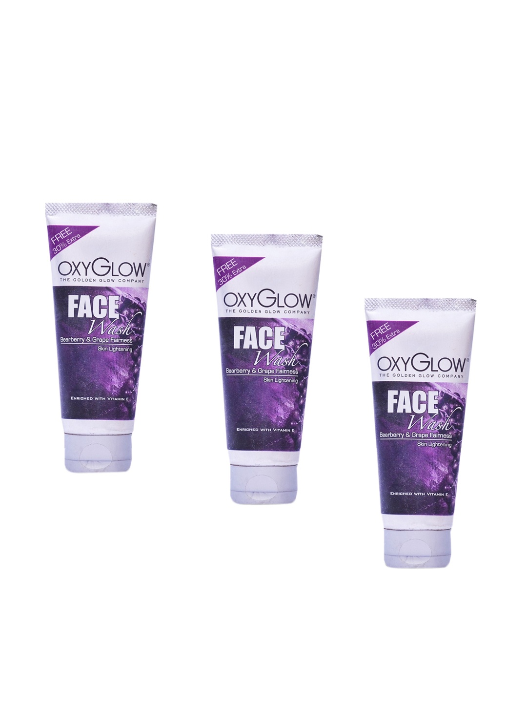 

Oxyglow Set of 3 Bearberry Face Washes - 100ml each, Purple