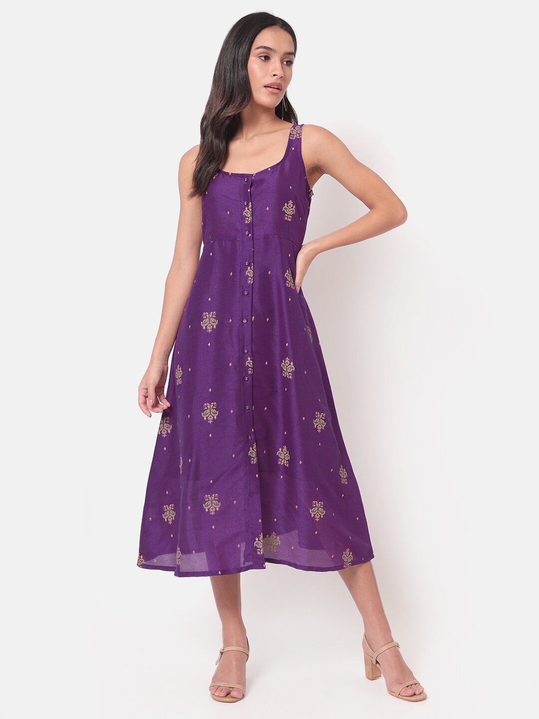 

Saaki Purple Floral Midi Dress