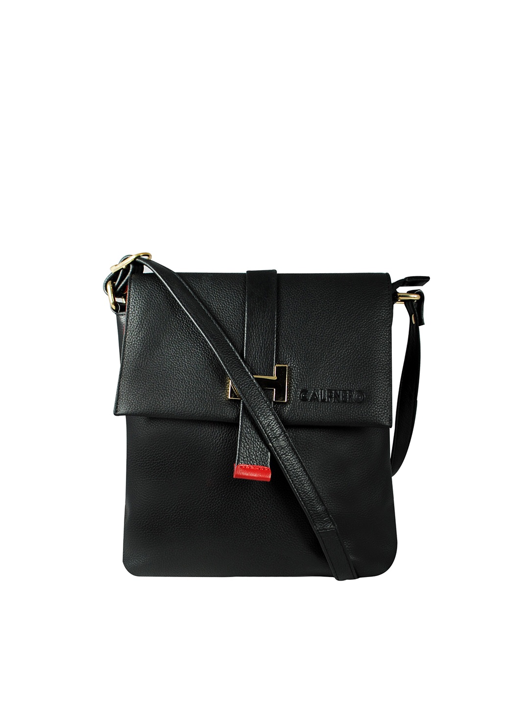 

CALFNERO Men Black Textured Messenger Bag