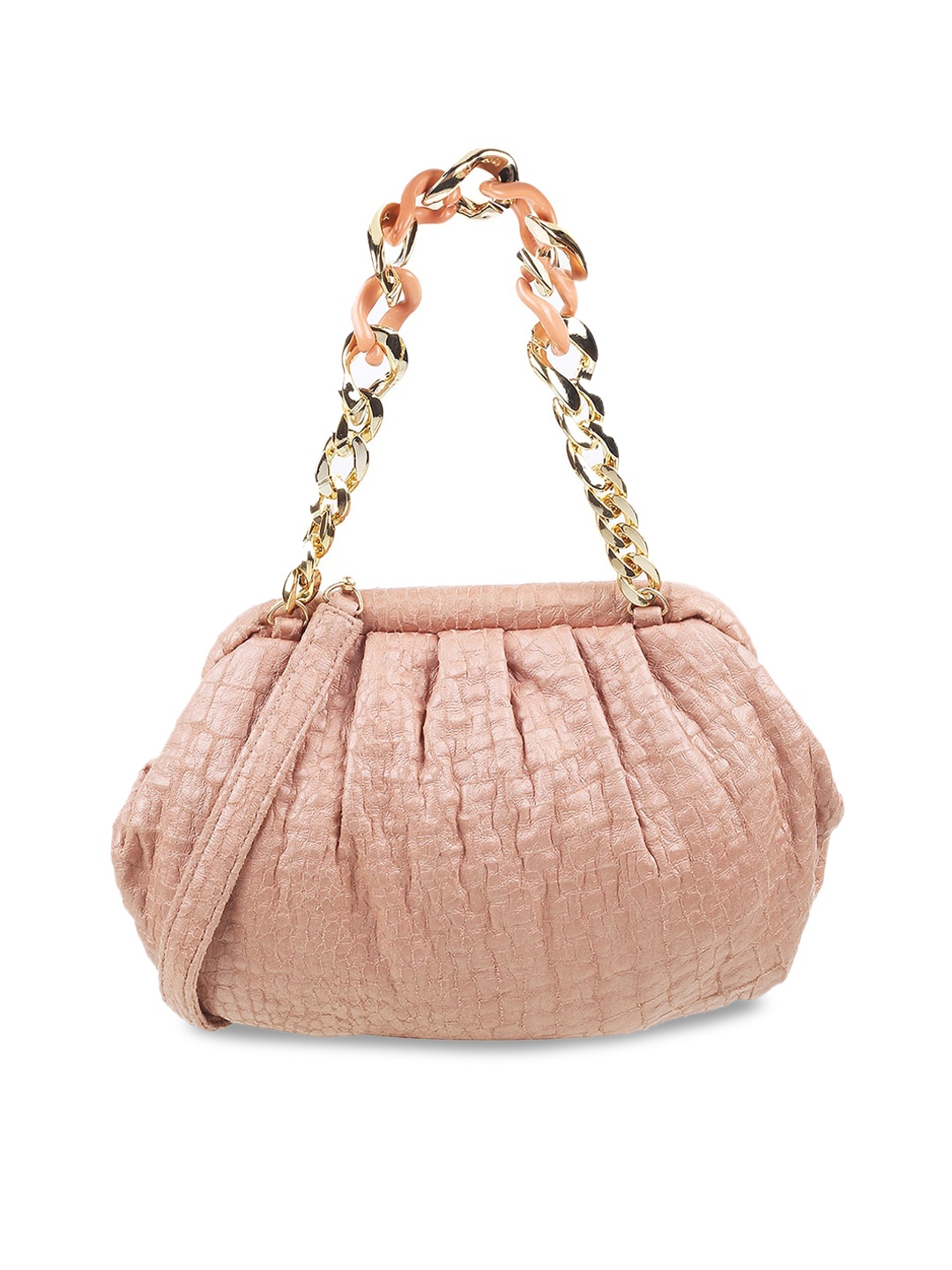 

Metro Peach-Coloured Animal Textured Bucket Handheld Bag with Quilted