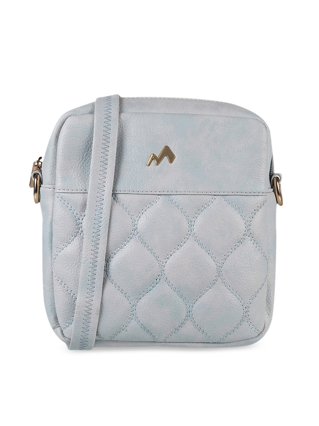 

Metro Blue Textured PU Bucket Sling Bag with Quilted