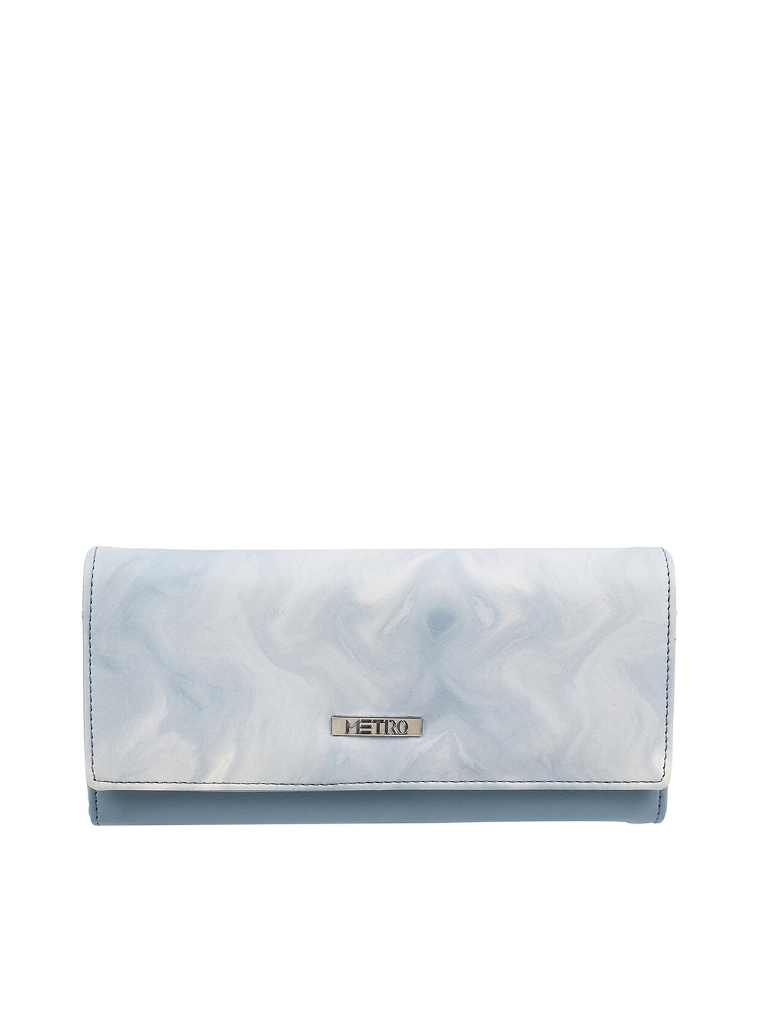 

Metro Blue & White Printed Envelope Clutch